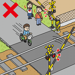 遮断踏切立ち入りのイラスト