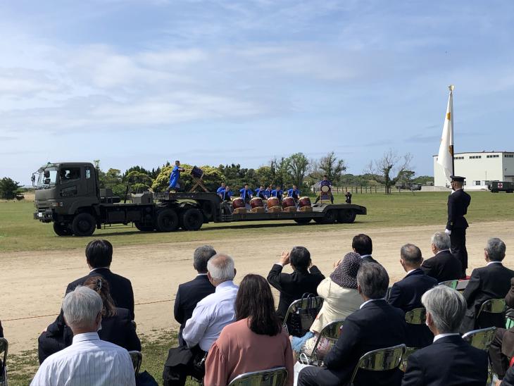 水陸機動団創隊4周年・相浦駐屯地創立67周年記念太鼓披露の様子