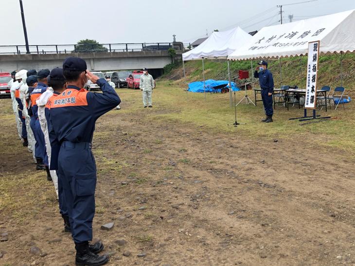 大村市消防団水防訓練の様子