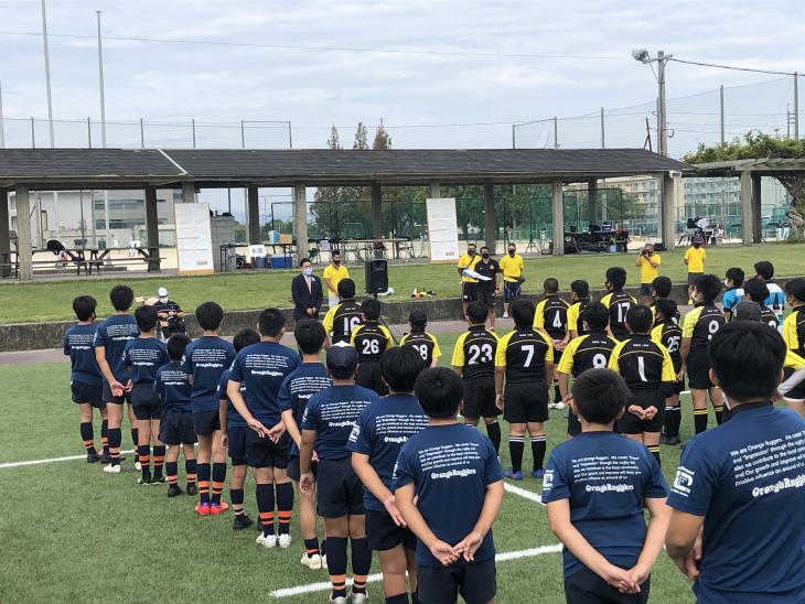 第5回大村市長杯小学生ラグビーフットボール大会市長あいさつの様子