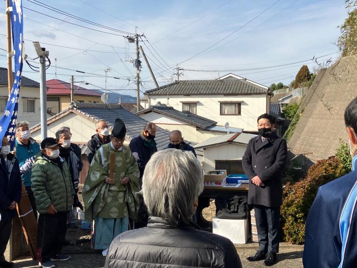 （大村湾東部漁協）恵比寿祭りに伴う神事後の市長あいさつの様子