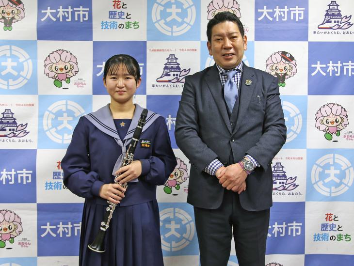 市長訪問（第19回JBAソロコンテスト九州大会（出場））時集合写真