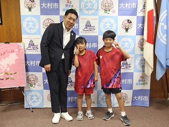市長訪問（全国ホープス南日本大会第29回全九州卓球選手権大会出場）