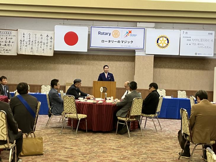 諫早ロータリークラブ卓話の様子