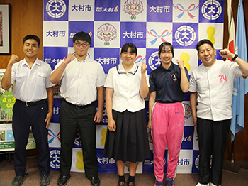 全国高等学校総合体育大会相撲競技ほか出場表敬の様子1