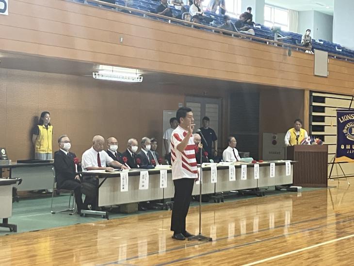 第53回大村ライオンズクラブ優勝旗争奪少年剣道錬成大会開会式の様子