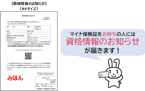 資格情報のお知らせ見本