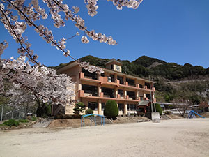 桜と黒木小学校校舎