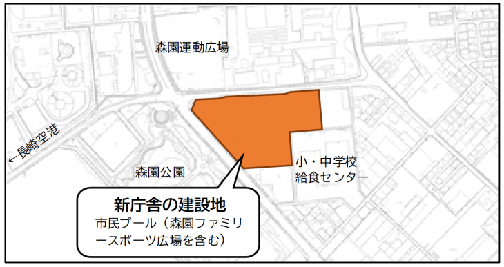 新庁舎の建設地の図