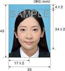 パスポート用提出写真のサンプル