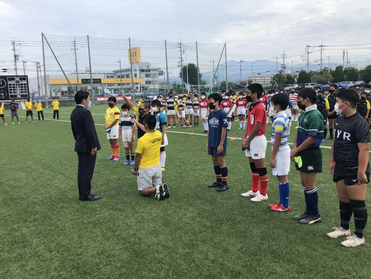 第5回大村市長杯小学生ラグビーフットボール大会時選手宣誓の様子