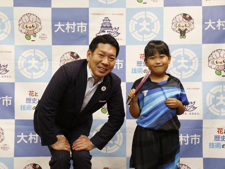 全農杯2023年全日本卓球選手権大会（バンビの部)全国大会出場表敬の様子