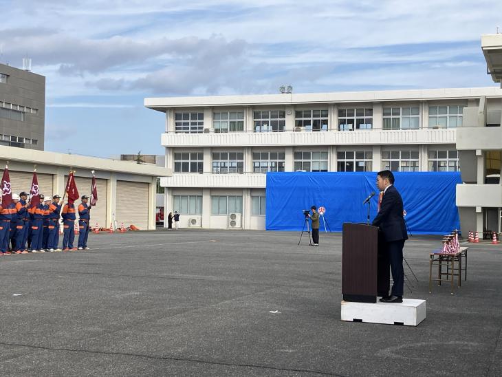「第22回大村市消防団放水競技大会」開会式の様子2