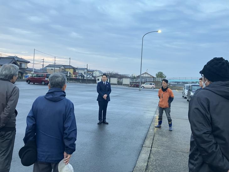 大村市漁業協同組合松原支部「ナマコ漁」激励の様子