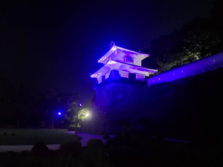 大村公園板敷櫓のブルーライトアップ
