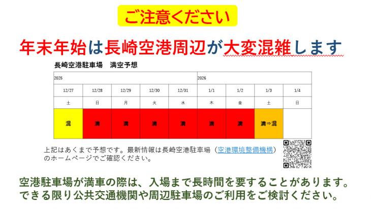 年末年始満空予想の表
